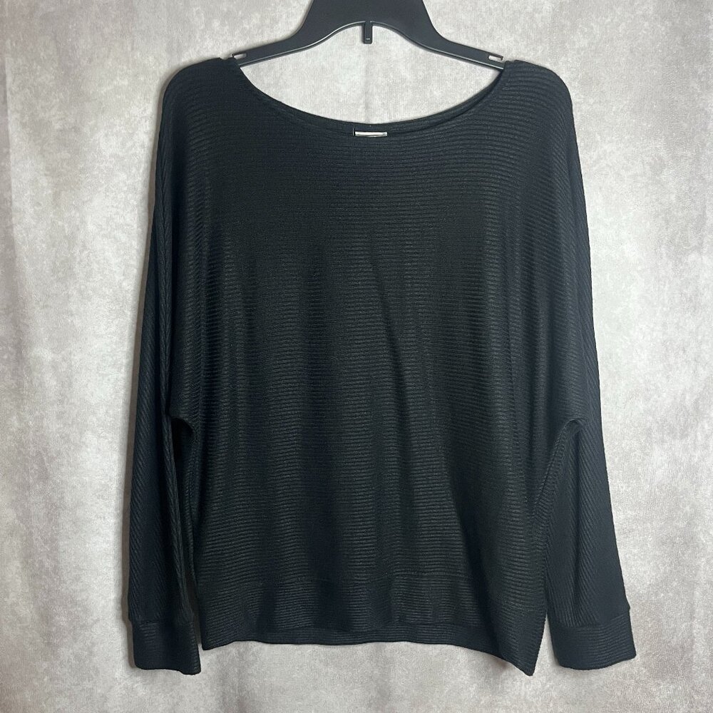 Women's Black Ribbed Scoop neck Sweater size Large